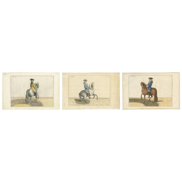 After Friedrich Wilhelm Baron d’Eisenberg, Manège Horse Plates, Le Bijoux, Le Parfait & Le Gendarme, 1727, Engravings, Set of 3 For Sale - Image 6 of 6