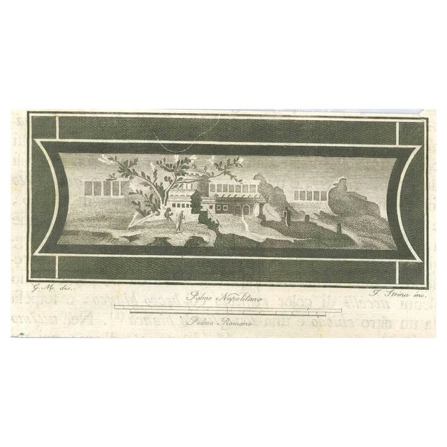 Fernando Strina, Fresco from Antiquities of Herculaneum, Etching, 18th Century For Sale