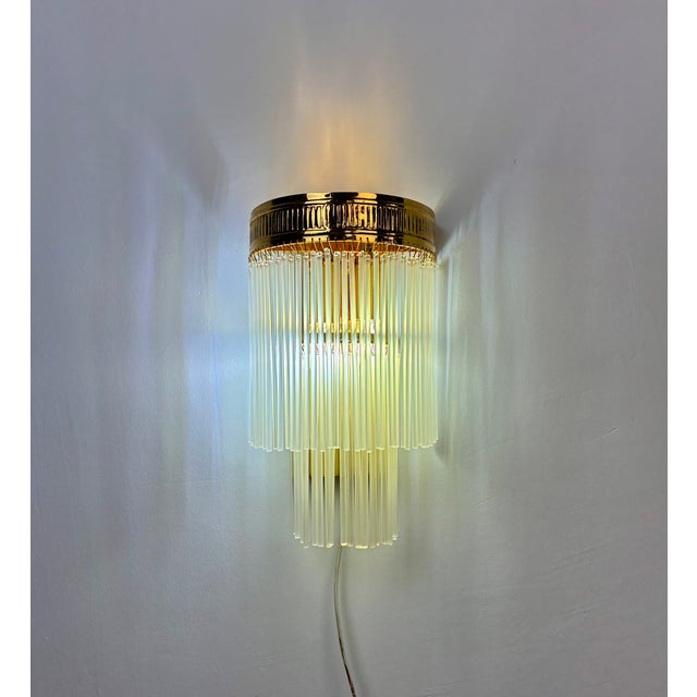 1980s Custom Brass & Vintage Milk Glass Two-Tier Sconces - a Pair For Sale - Image 14 of 18