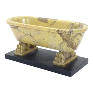Antique 19th Century Roman Grand Tour Carved Siena Marble Tub on Black Marble Base After the Farnese Bath