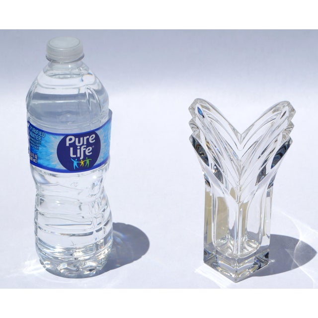Glass Mikasa Art Deco Heavy Crystal 8 Inch Vase v Shaped Mid-Century Modern For Sale - Image 7 of 13