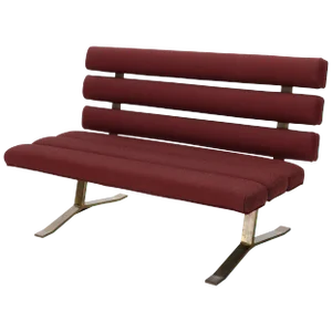 Red Upholstery Bronze Base Bench Settee by Gerald McCabe