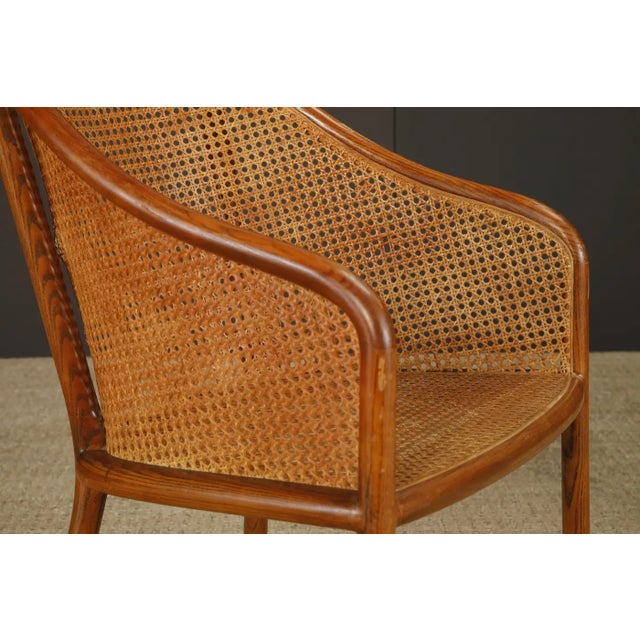 Attributed to Ward Bennett Steam-Bent Oak and Cane Armchair for Brickel Associates, C. 1970s For Sale - Image 12 of 18