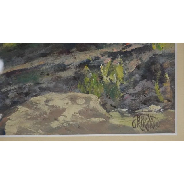 Oil on board autumn riverside landscape study by Brian Grimm (Texas). Signed lower right corner. Displayed in weathered...