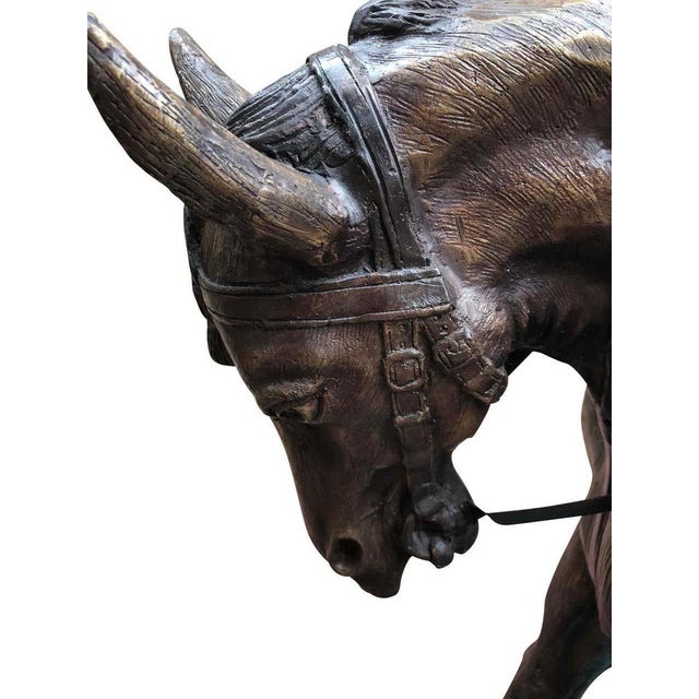 Metal French Bronze Horse and Jockey Statue, 20th Century For Sale - Image 7 of 11