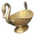 Oval Beaten Brass Dish with Swan Handles For Sale