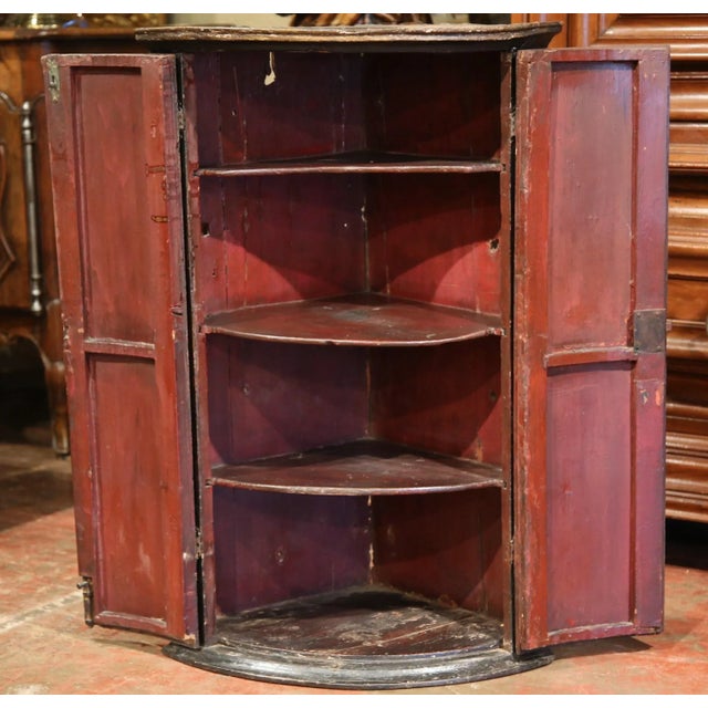 Wood 18th Century Italian Painted Corner Cabinet With Biblical Court Scene For Sale - Image 7 of 10