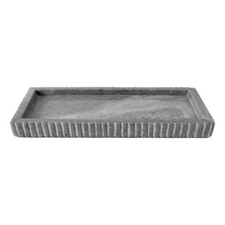 Erin Gates x Kassatex Beacon Hill Fluted Marble Tray, Grey For Sale