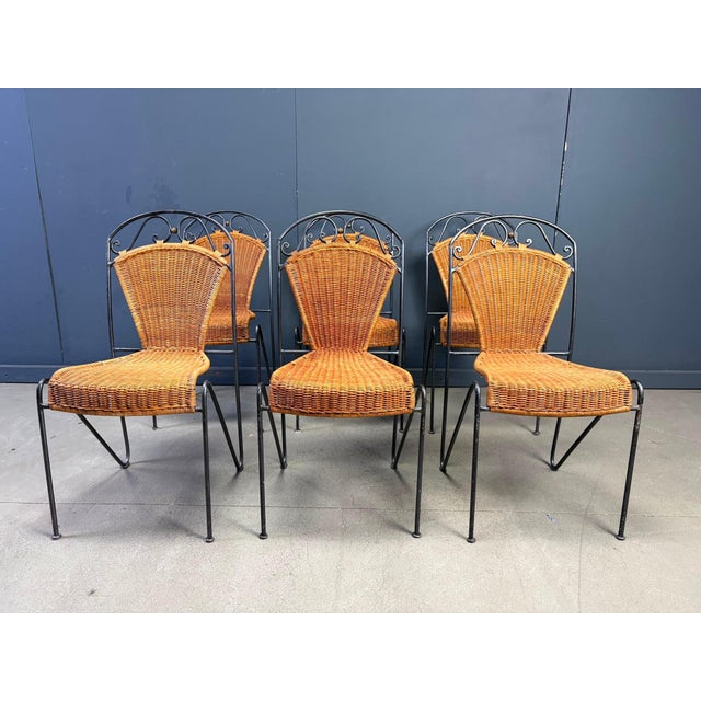 Wood Wicker Chairs from Frederick Weinberg, 1960s, Set of 6 For Sale - Image 7 of 10