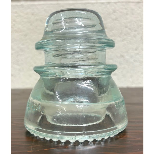 Vintage Hemingray-42 Teal Tinted Glass Insulator For Sale - Image 4 of 6