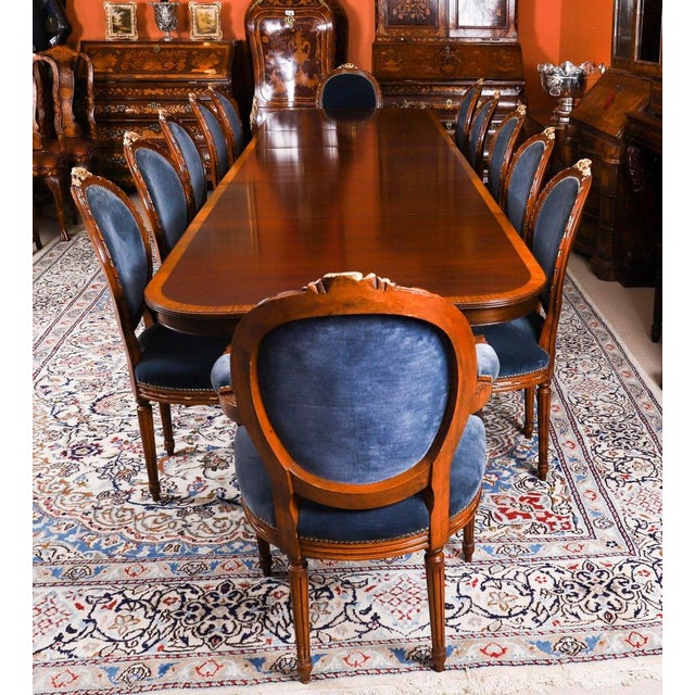 Hollywood Regency Vintage Mahogany Dining Table and Chairs, 20th Century, Set of 13 For Sale - Image 3 of 18