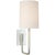 Clout Small Sconce in Soft Silver with Linen Shade Designer: Barbara Barry Height: 15" Extension: 8.25" Backplate: 2.75" x...
