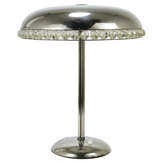 Nickel & Crystal Mushroom Table Lamp from Bakalowits & Söhne, Austria, 1950s For Sale