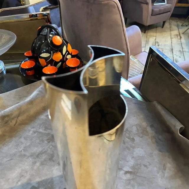 1970s Sabattini Style Minimalist Silver Plated Italian Vase For Sale - Image 6 of 13
