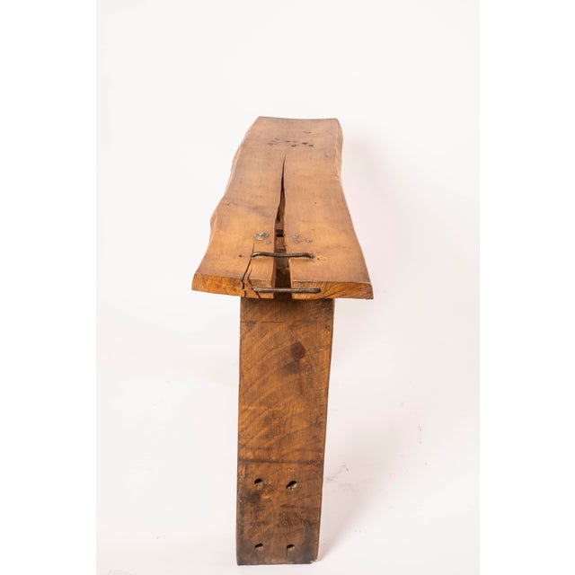 Brutalist Wood Console Table, 1970 For Sale - Image 12 of 15