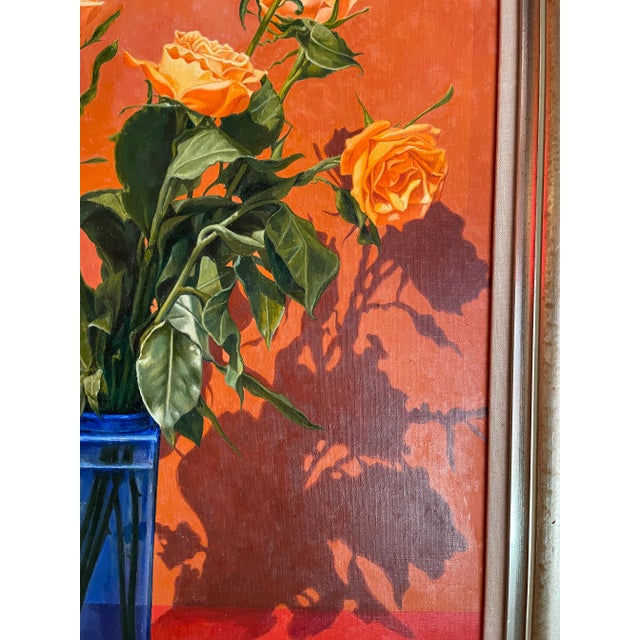 "Roses in Cobalt Vase" by Bernique Longley For Sale - Image 4 of 9
