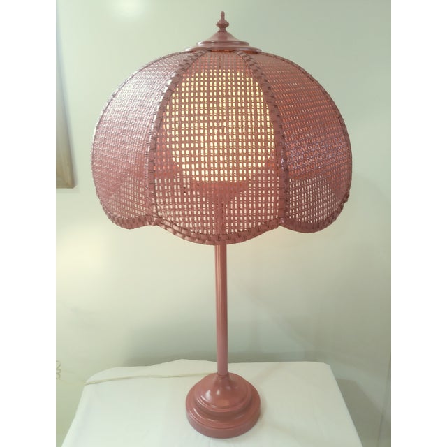 1960s Statuesque Pink Wicker Table Lamp Chairish