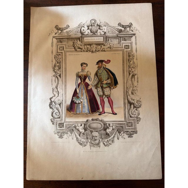 Paper Henri II & Catherine De Medici French Court Costume, 1847, Lithograph For Sale - Image 7 of 10