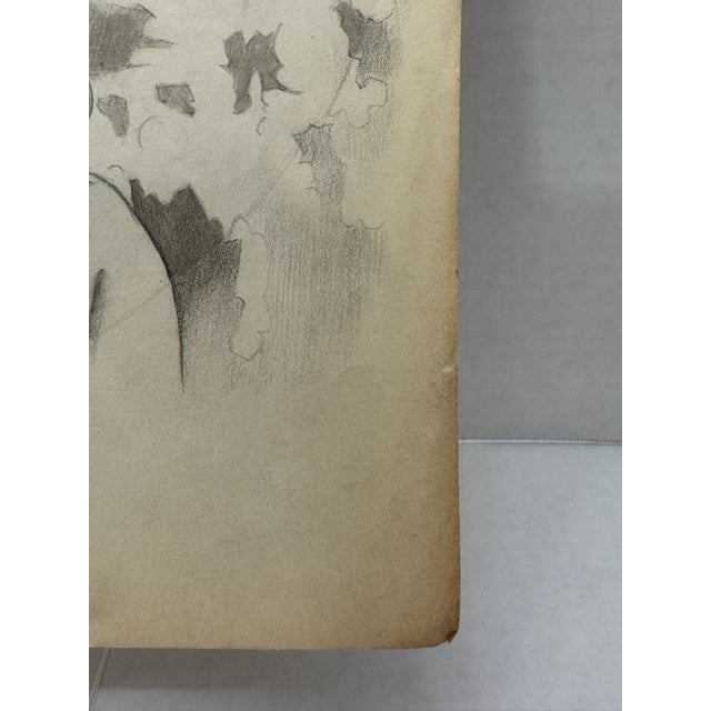 1940s Original Signed Graphite Illustration of Young Girl in Wide-Brimmed Hat, 13.75 × 11 In. For Sale In Atlanta - Image 6 of 8