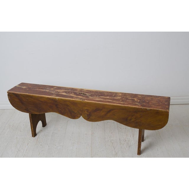 Brown Antique Northern Swedish Country House Bench with Faux Paint For Sale - Image 8 of 10