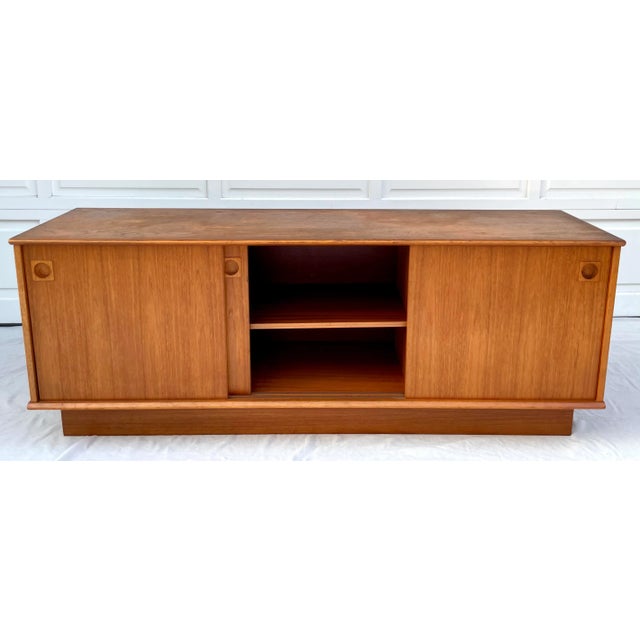 Dyrlund Mid-Century Modern Danish Sliding Door Cabinet Sideboard For Sale In Los Angeles - Image 6 of 13