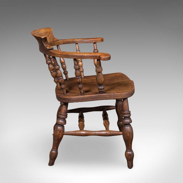 Traditional Antique Country House Captain's Chair, English, Smoker's Bow, Edwardian, c.1906 For Sale - Image 3 of 12
