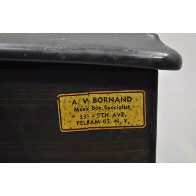 19th Century Antique Swiss Continental Marquetry Inlay Cylinder Music Box by a.v. Bornard For Sale In Philadelphia - Image 6 of 12