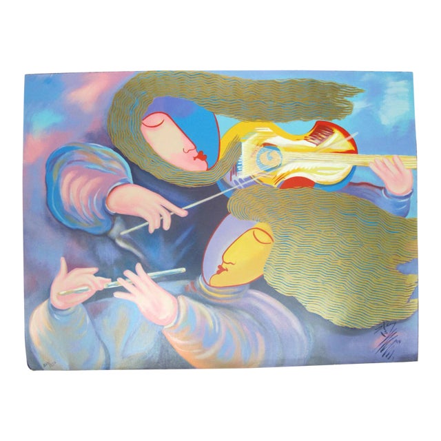 Lunzen Signed Limited Edition Silkscreen Musical Taste Unframed Art For Sale