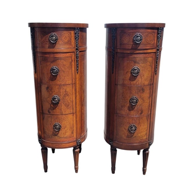 Pair 1920s Tall Oval French End Table Night Stands For Sale - Image 18 of 18