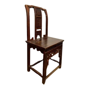 19th Century Antique Chinese Hardwood Style Carved Chair