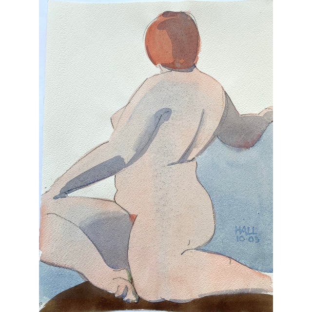Original vintage watercolor painting of a female nude by Seattle artist and architect, Jon Hall. Signed/dated 2003. From...