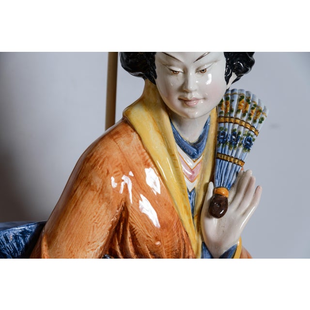 Ceramic Chinoiserie Table Lamps by Domenico Poloniato, 1950s a Pair For Sale - Image 7 of 14