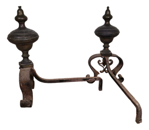 Andirons in Bronze and Wrought Iron, 19th Century, Set of 2