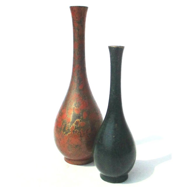 Japanese Mid-Century Patinated Vases- 2 - a Pair For Sale - Image 4 of 7