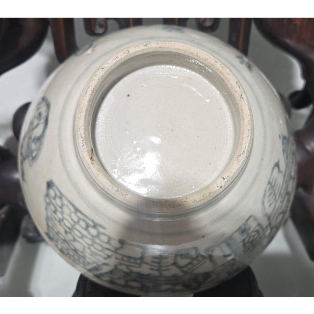19th Century Antique Chinese Blue White Porcelain Sanskrit Mantra Bowl  Ming Qing Dynasty For Sale - Image 5 of 8