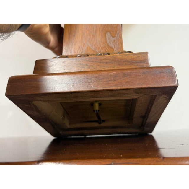 Late 20th Century Arts & Crafts Tapered Wood Column Table Lamp For Sale - Image 12 of 12