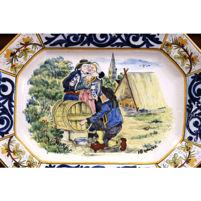 Early 20th Century Early 20th Century French Hb Quimper Hand-Painted Faience Platter For Sale - Image 5 of 8