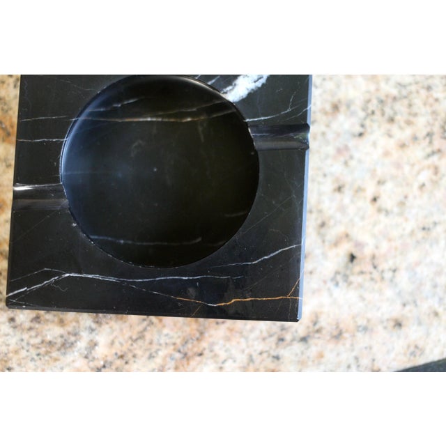 1970s Black and White Marble Ashtray For Sale - Image 4 of 9