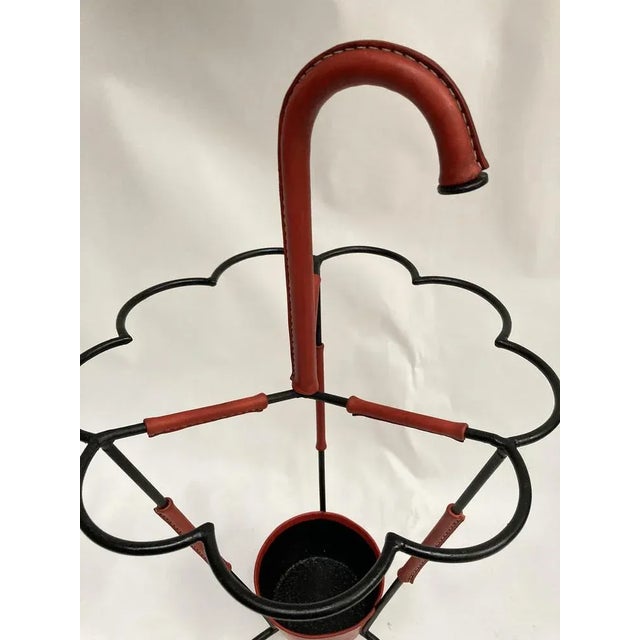 Leather-Sheathed Umbrella Rack by Jacques Adnet, 1950s For Sale - Image 4 of 6