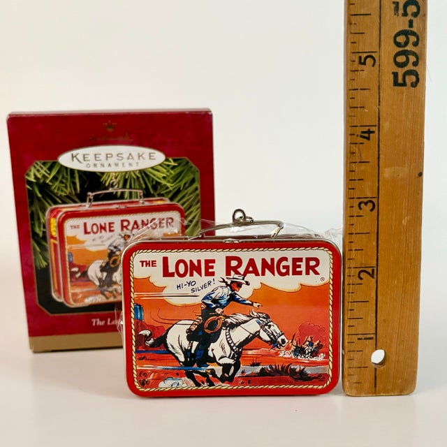 1990s Vintage Hallmark Keepsake the Lone Ranger Miniature Tin Lunchbox Christmas Ornament, Original Box For Sale - Image 5 of 6