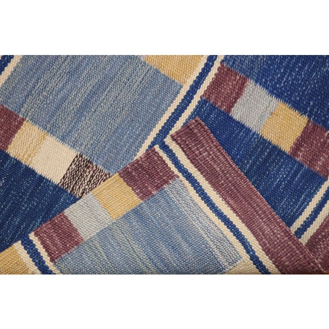 Textile Vintage Zabihi Collection Scandinavian Abstract Kilim - 3' x 3'7" For Sale - Image 7 of 9