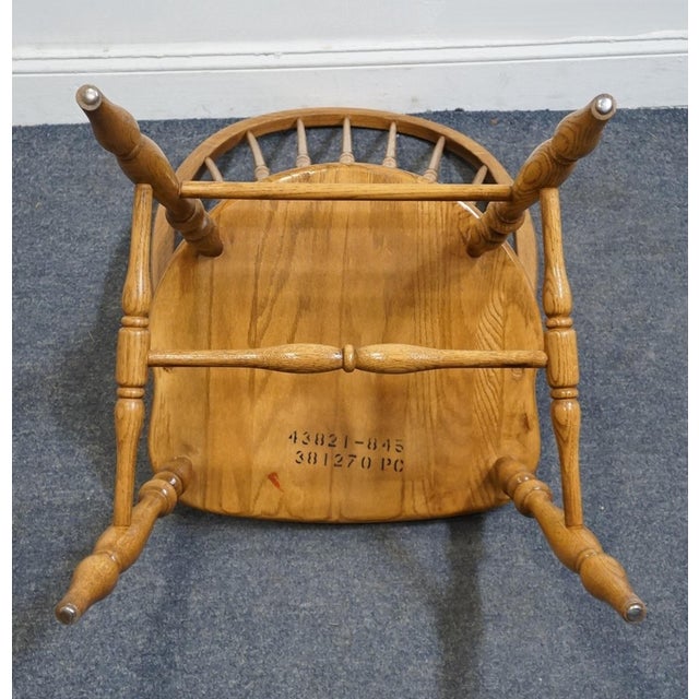 Thomasville Furniture Homecoming Collection Solid Oak Rustic Country Style Bowback Windsor Dining Side Chair 43821-845 For Sale - Image 9 of 10