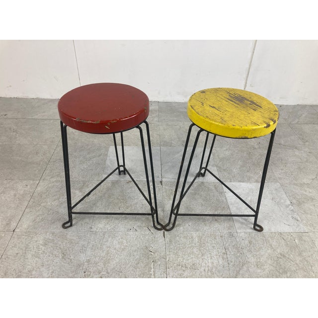 Industrial Set of Mid-Century Industrial Stools, 1950s For Sale - Image 3 of 11