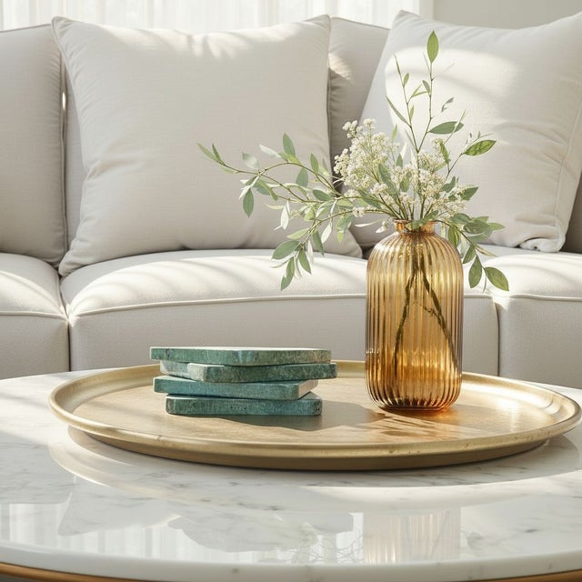 Contemporary Evergreen Marble Coaster Set of 4 For Sale - Image 3 of 11