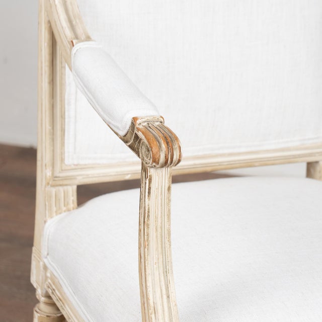 Pair, White Swedish Gustavian Armchairs, 19th Century For Sale - Image 4 of 18
