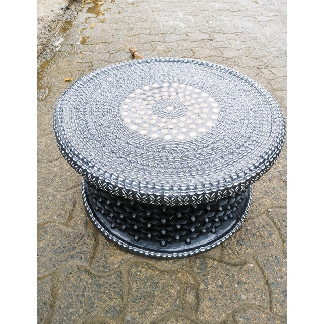 Not Yet Made - Made To Order Modern Bamileke Coffee Table Home Design . Black African Handmade Stool for Living Room Decor . For Sale - Image 5 of 5