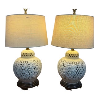 Late 20th Century Frederick Cooper Blanc De Chine Table Lamps, Pair For Sale