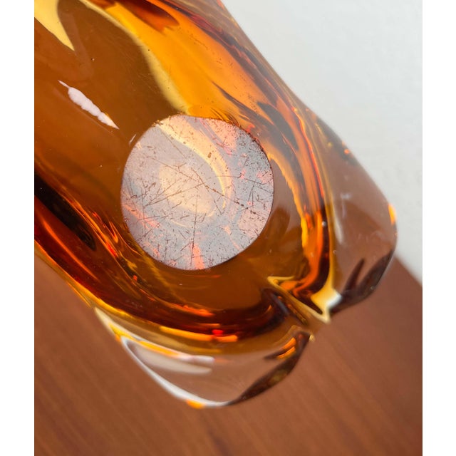 Vintage Amber Coloured Art Glass Ashtray or Bowl, 1970s For Sale - Image 16 of 18
