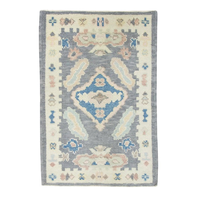 Modern Turkish Oushak Rug 2'2" x 3'4" For Sale