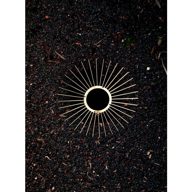 Mid-Century Modern Witch Eye Sunburst Mirror in Gold Brass, 1960s For Sale - Image 9 of 10